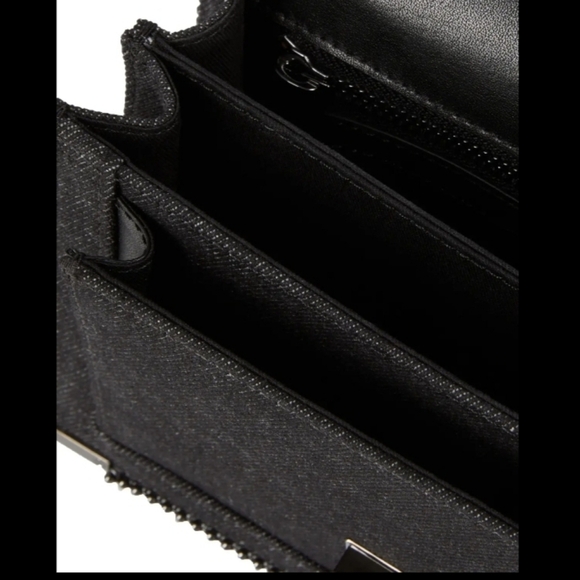 NEW! THE KOOPLES, Denim Chain Bag, Black/Charcoal, MSRP $545 - Picture 4 of 11